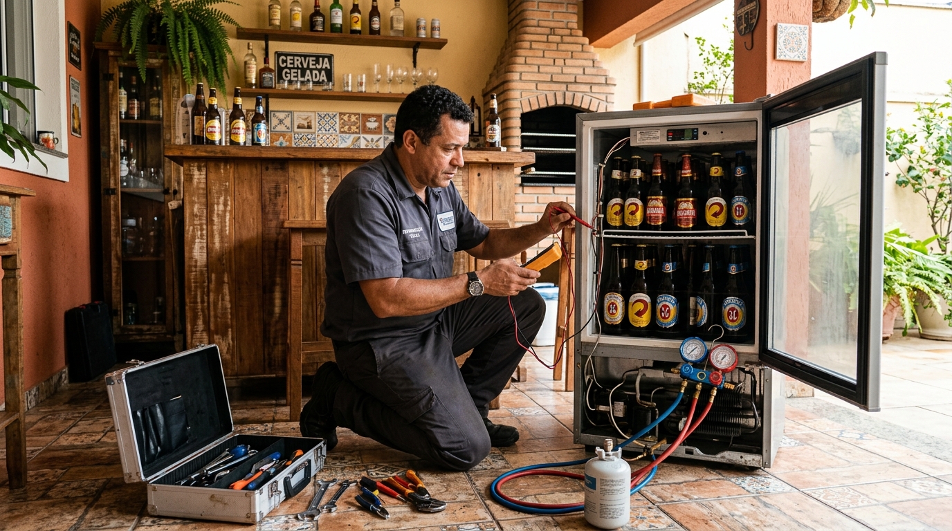 Recarga de gás refrigerante de cervejeira em Porto Alegre‑RS